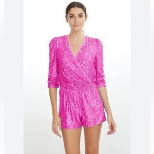 NWT GENERATION LOVE ALLEGRA SEQUIN ROMPER IN Hot Pink Size XXS